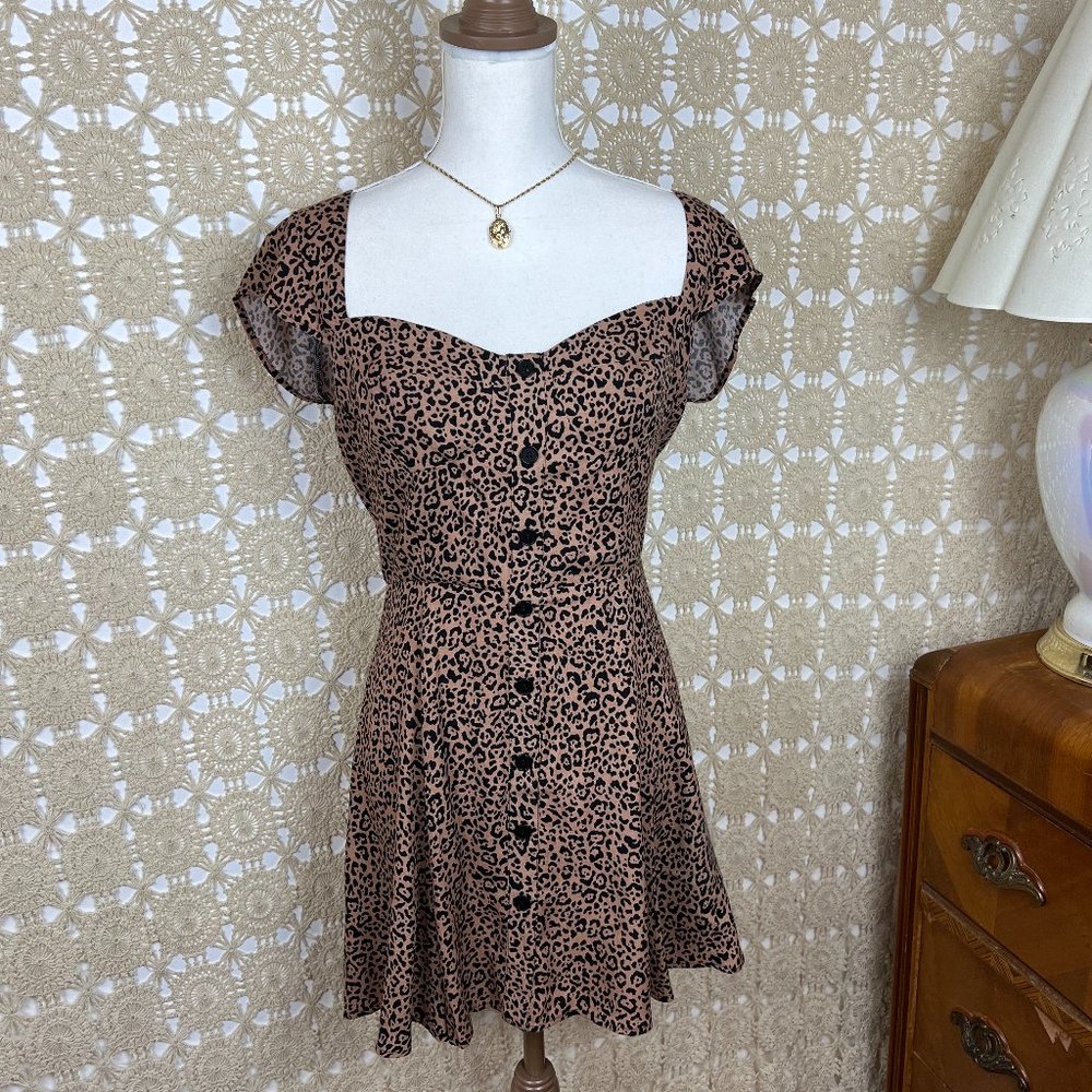 Reformation Cheri Leopard Mini Dress / Size 8